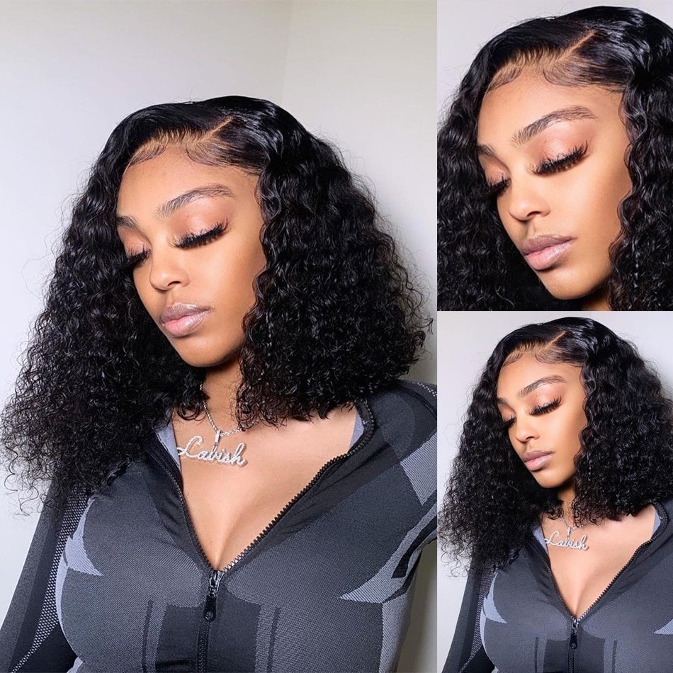 Wholesale Short Bob Wig Human Hair Lace Front Water Wave Curly Brazilian Glueless Raw Vietnamese Hair Wigs Bob For Black Women