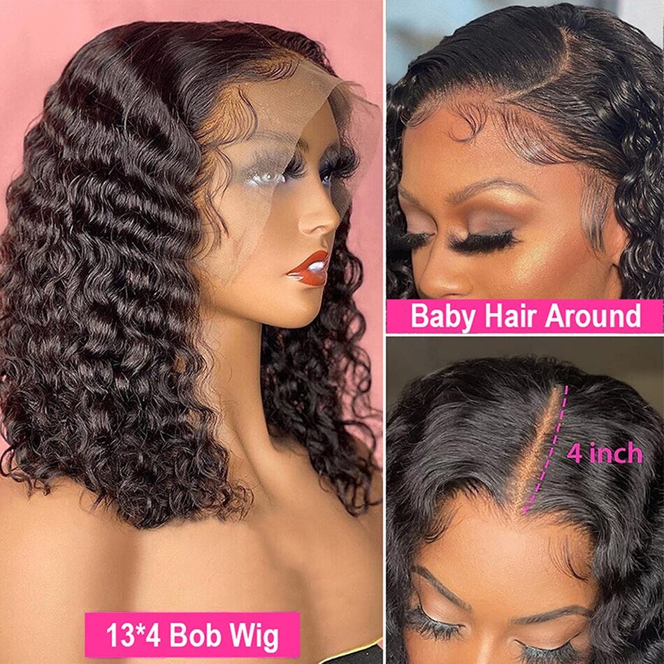 Wholesale Short Bob Wig Human Hair Lace Front Water Wave Curly Brazilian Glueless Raw Vietnamese Hair Wigs Bob For Black Women