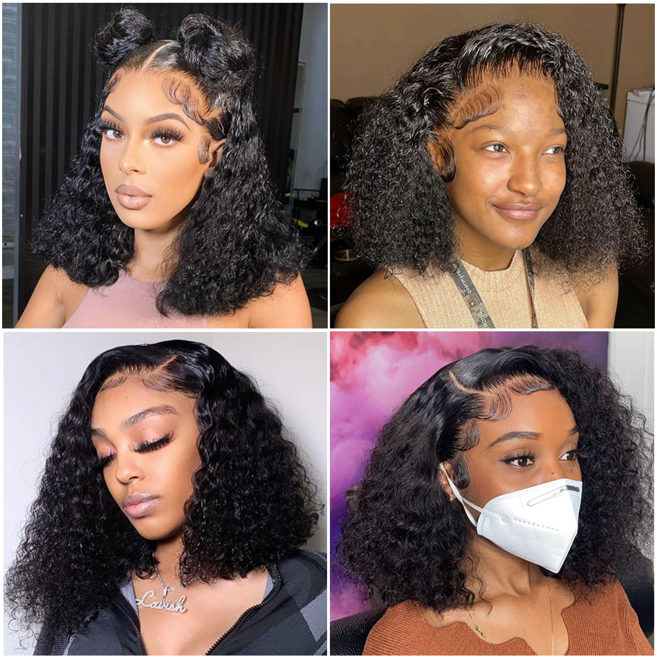 Wholesale Short Bob Wig Human Hair Lace Front Water Wave Curly Brazilian Glueless Raw Vietnamese Hair Wigs Bob For Black Women