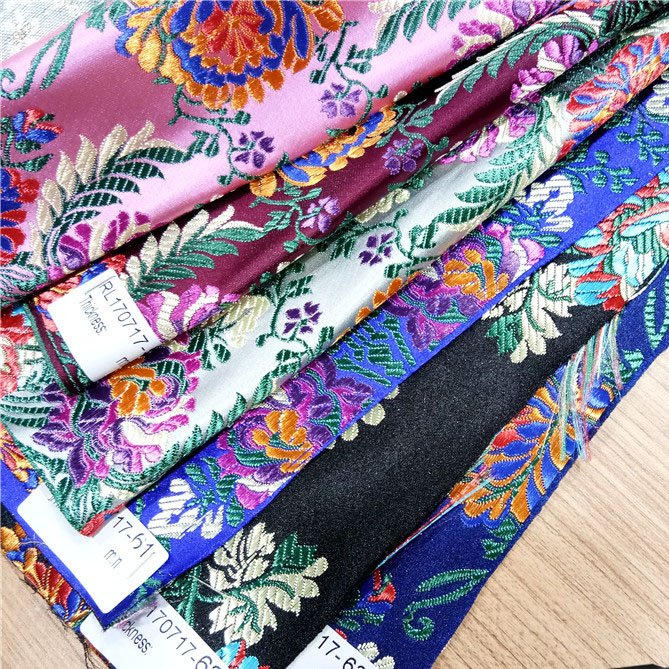 New hot sale jacquard satin embroidery fabric for shoes bags