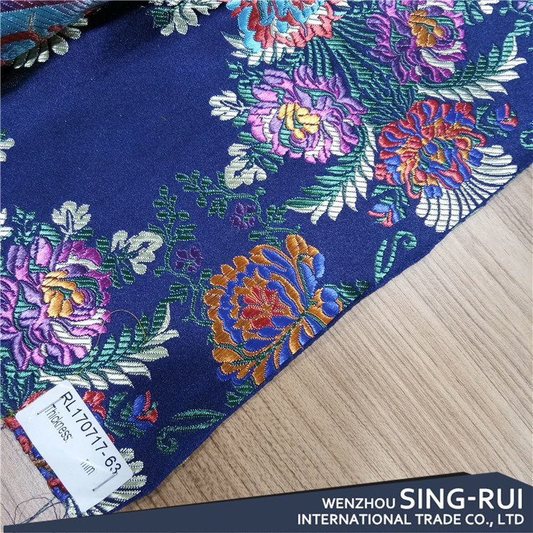 New hot sale jacquard satin embroidery fabric for shoes bags
