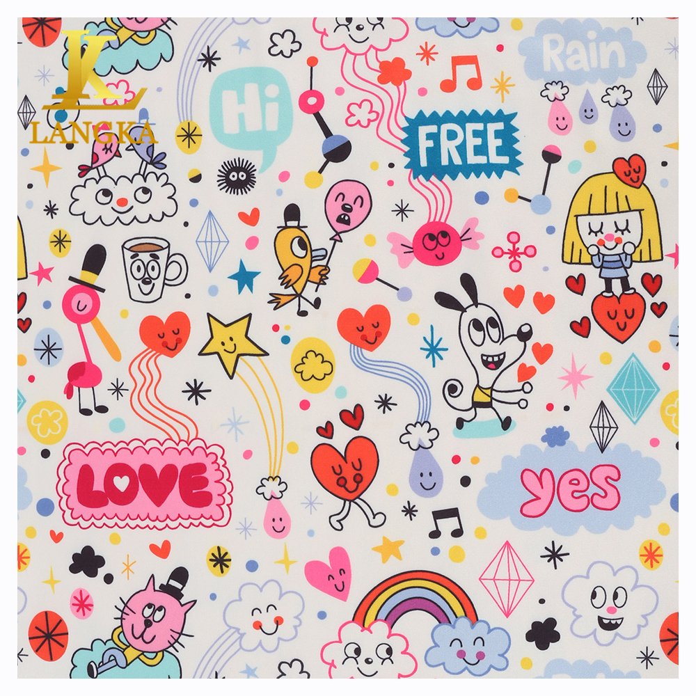 Langka Digital Printed 90 Polyester 10 Spandex Fabric 4 Way Stretch Polyester/Spandex Fabric For Skirts And Dress