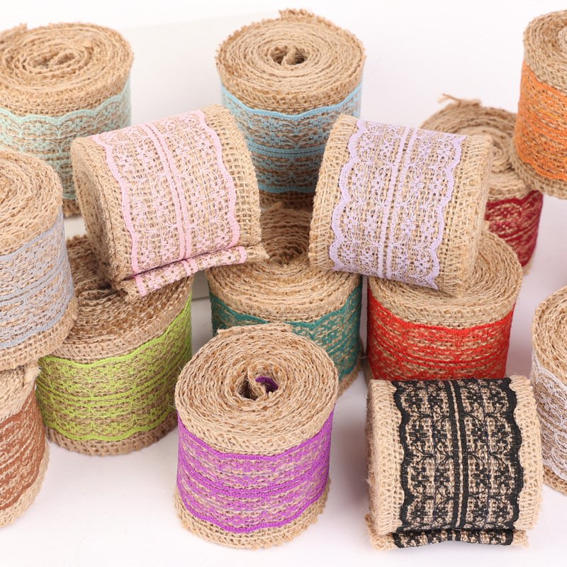 Colorful burlap roll lace DIY handmade Christmas wedding craft lace Linen Rolls
