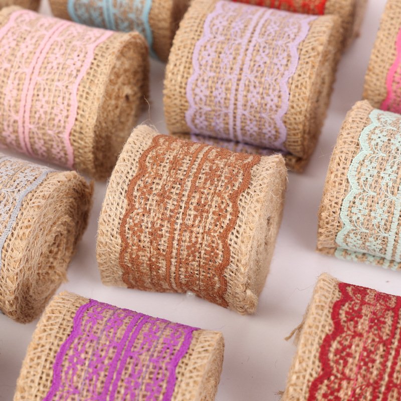 Colorful burlap roll lace DIY handmade Christmas wedding craft lace Linen Rolls
