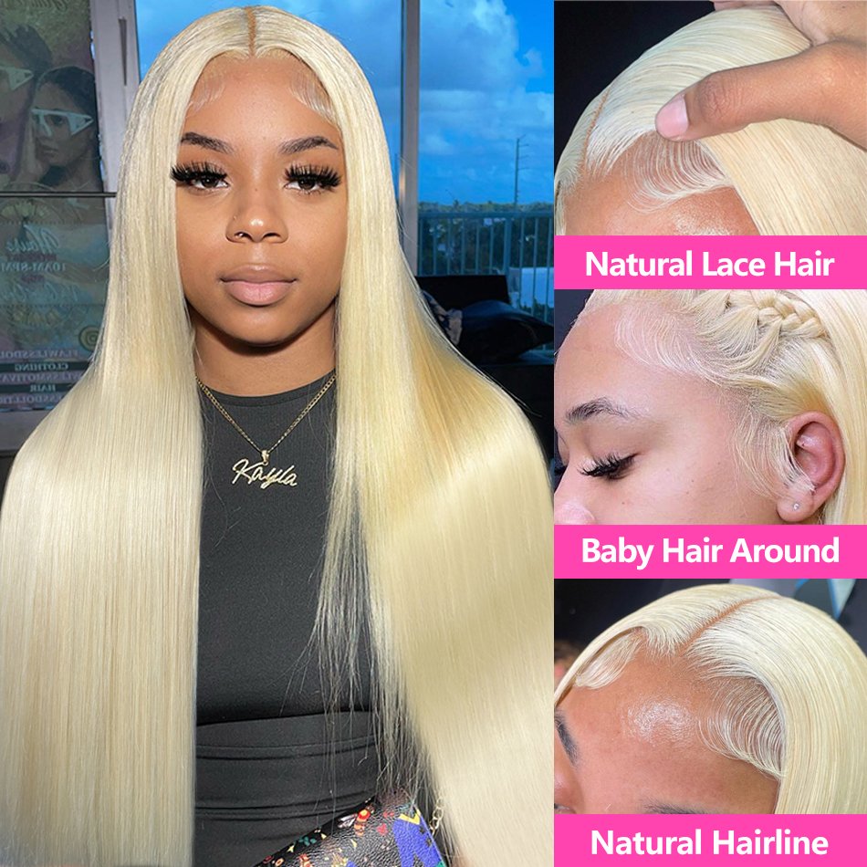 Color Straight 13x6 Lace Front Human Hair Wigs Frontal Wig Transparent for Women 250 Density 30 40 Inch 613 Honey Blonde 13x6 HD