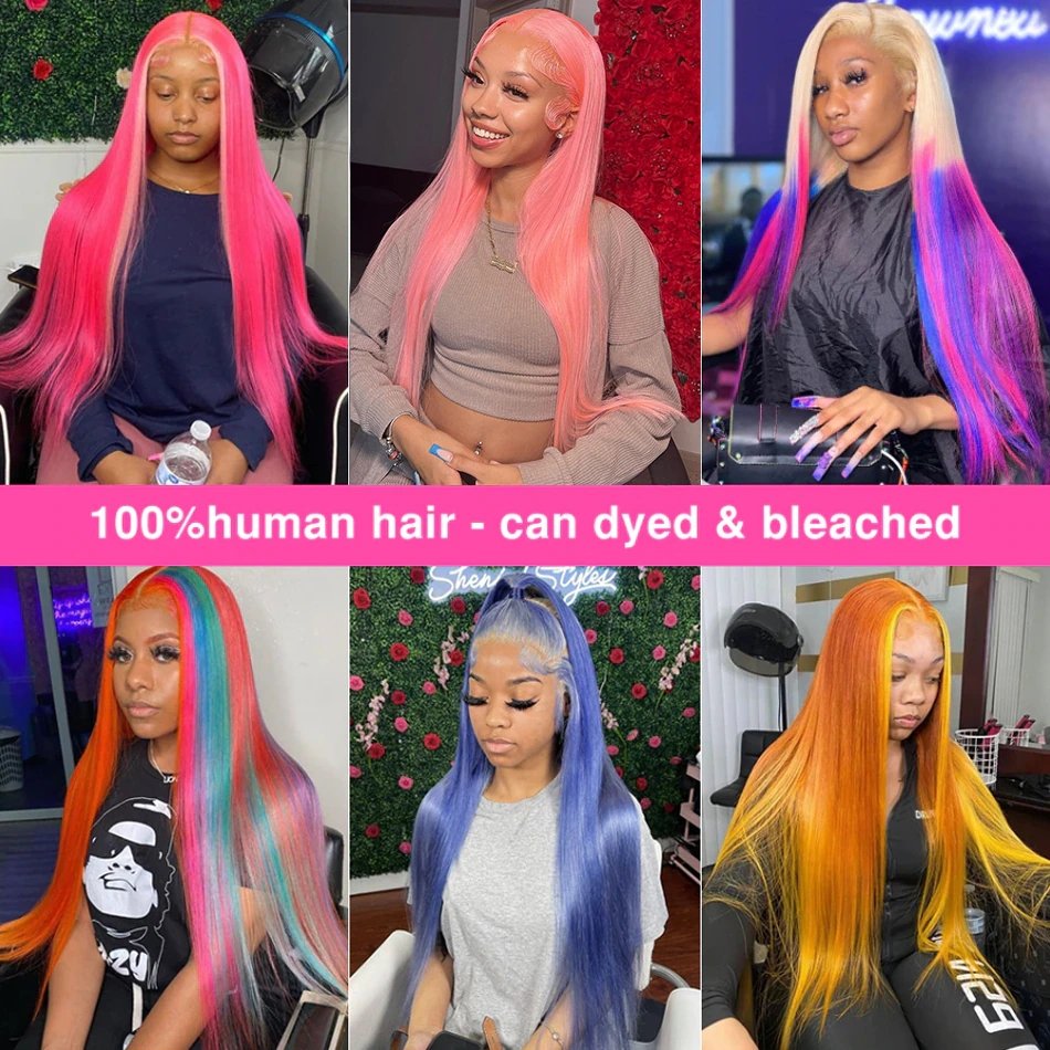 Color Straight 13x6 Lace Front Human Hair Wigs Frontal Wig Transparent for Women 250 Density 30 40 Inch 613 Honey Blonde 13x6 HD