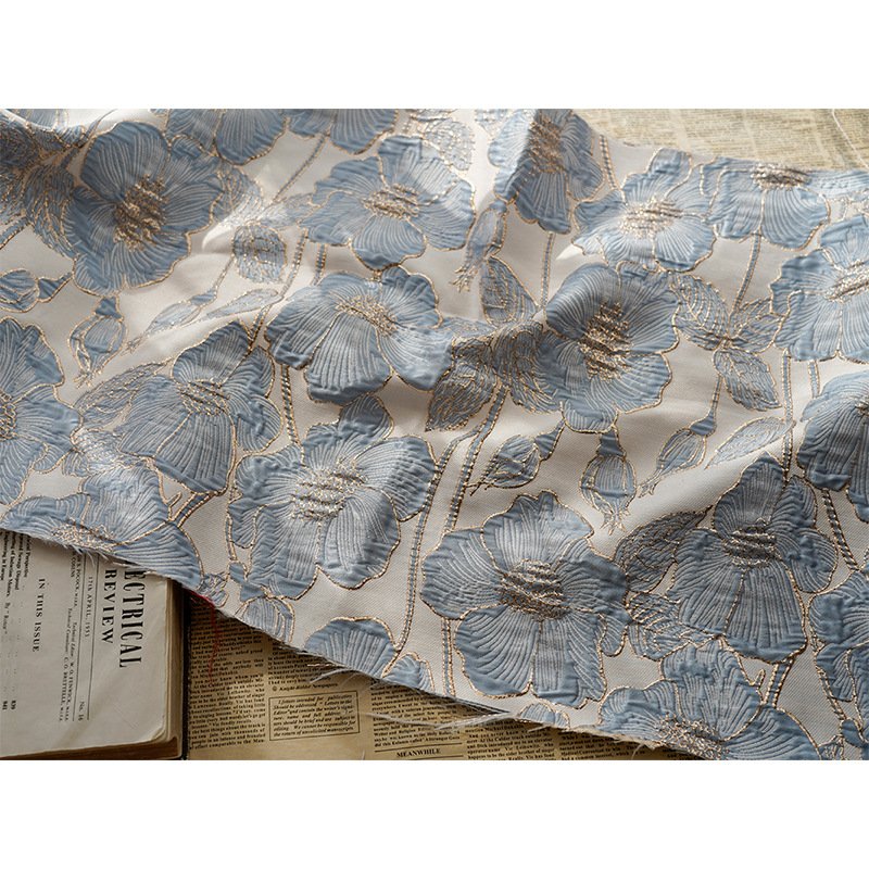 Custom Wholesale Polyester Metallic Embroidery Brocade Jacquard Fabric For Fashion Women Clothing