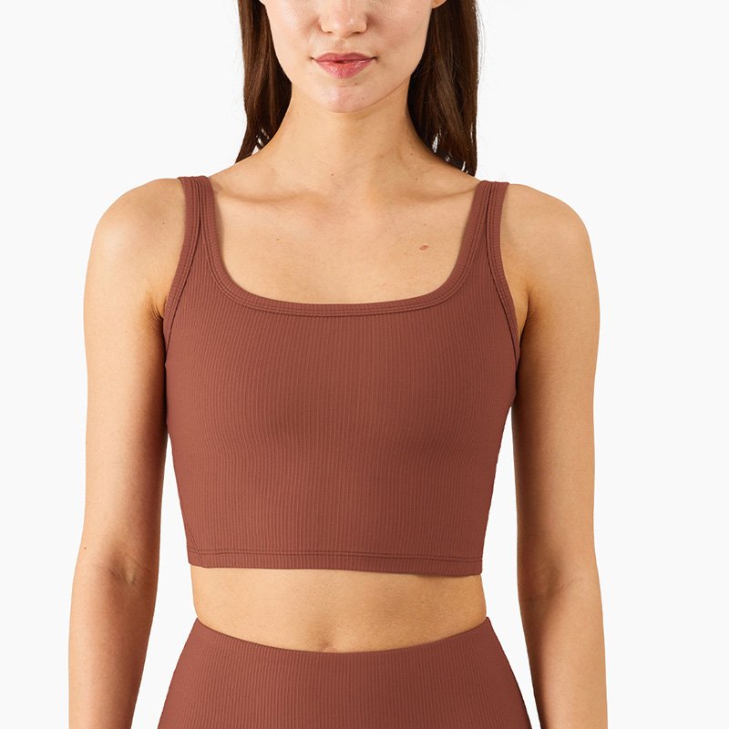 Women's Basic Solid Ribbed Knit Crop Vest Sleeveless Travel Cropped Sports Tank Top