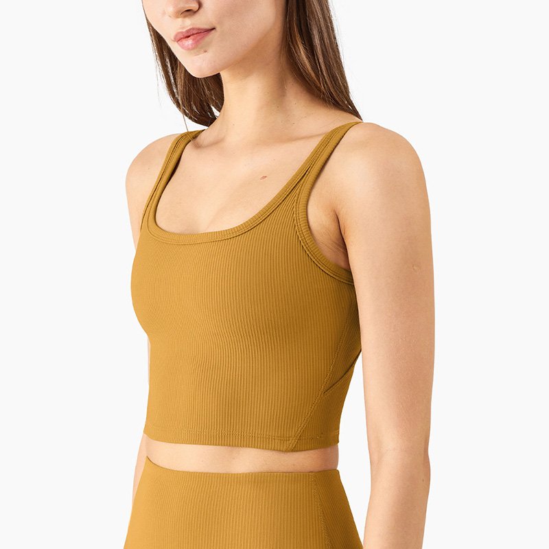 Women's Basic Solid Ribbed Knit Crop Vest Sleeveless Travel Cropped Sports Tank Top