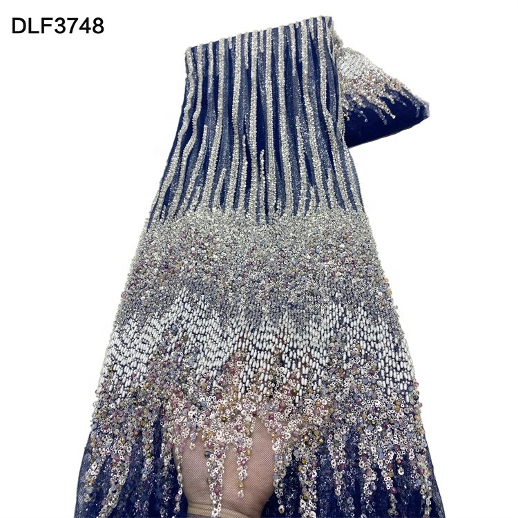 Popular new design heavy colorful beads embroidery fabric with sequin lace fabric