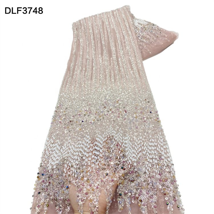 Popular new design heavy colorful beads embroidery fabric with sequin lace fabric