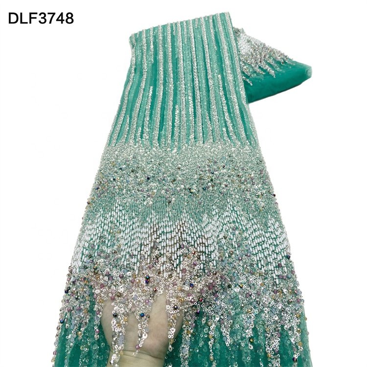 Popular new design heavy colorful beads embroidery fabric with sequin lace fabric