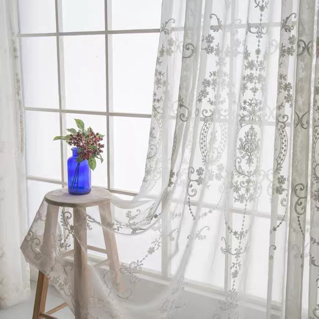 embroider sheer european style bedroom window fabric curtain