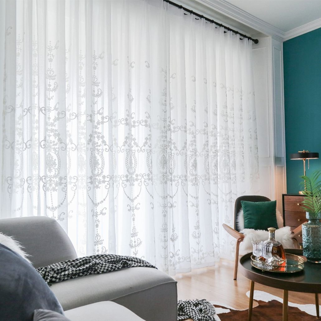 embroider sheer european style bedroom window fabric curtain