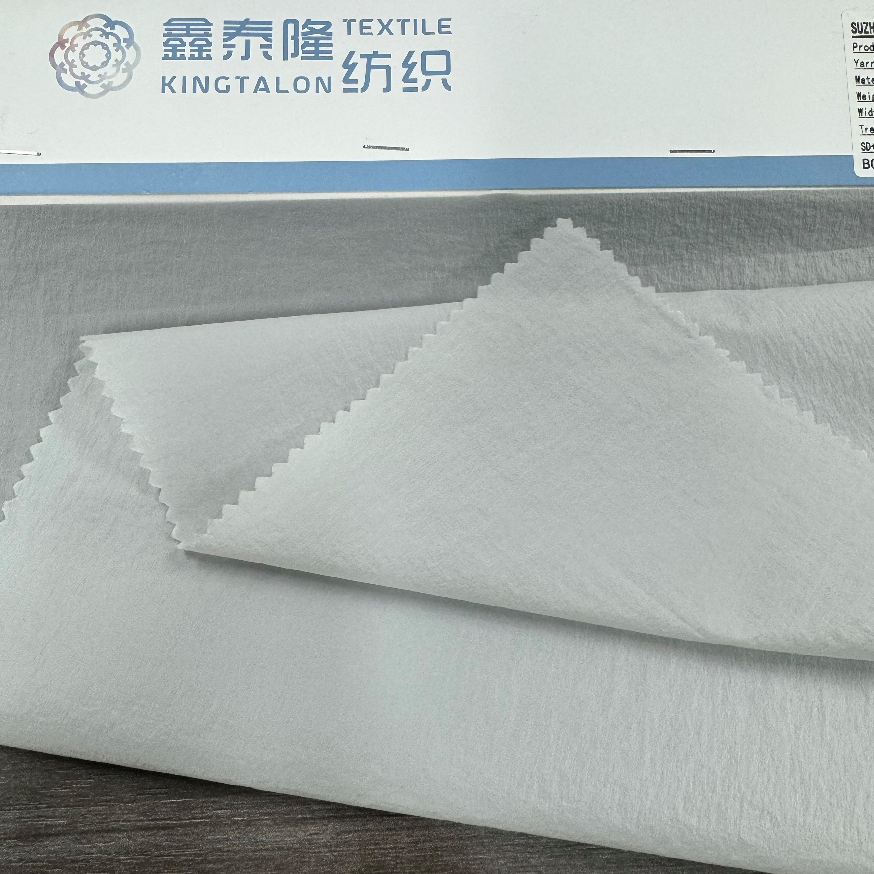 15*15D NYLON TAFFETA CRINKLE TASLON FABRIC FOR WINTER JACKET RECYCLED/ECO- FABRIC FOR DOWNJACKET