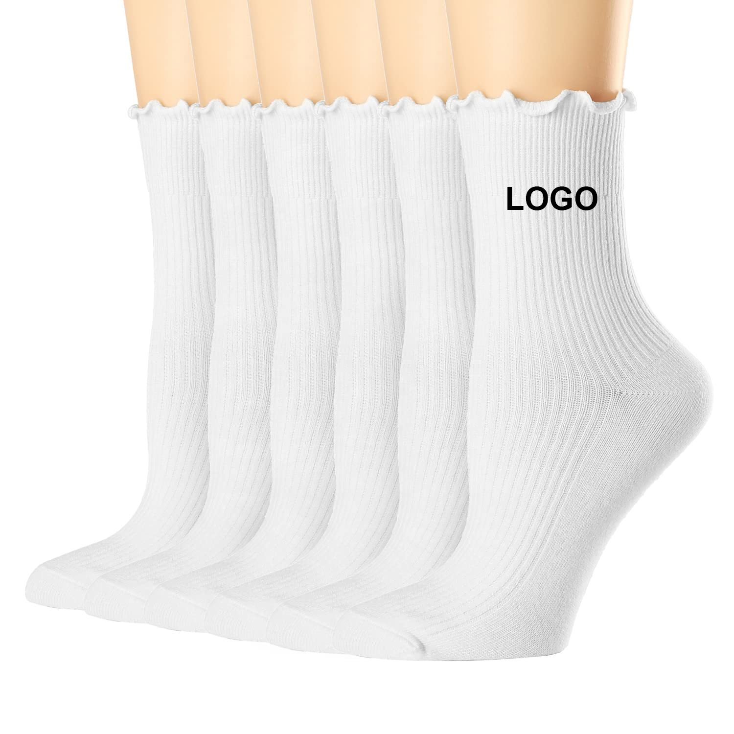 Manufacturer Supply Custom Design Ribbed Cotton Women Ruffle Girls Frill Socks