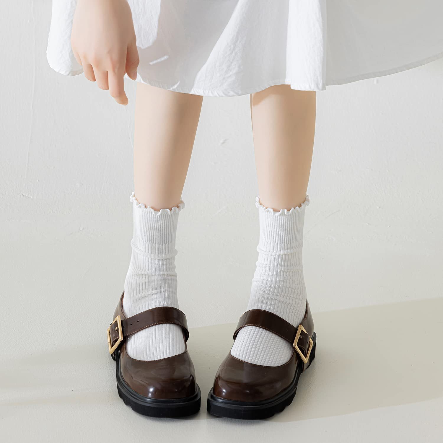 Manufacturer Supply Custom Design Ribbed Cotton Women Ruffle Girls Frill Socks