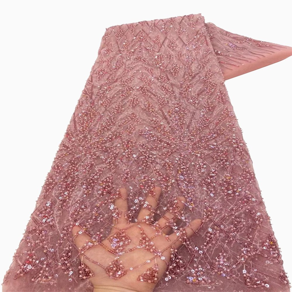 NI.AI New Style Nigerian Sequins Lace Fabrics High Quality Black Color African French Beaded Tulle Net Lace Fabrics