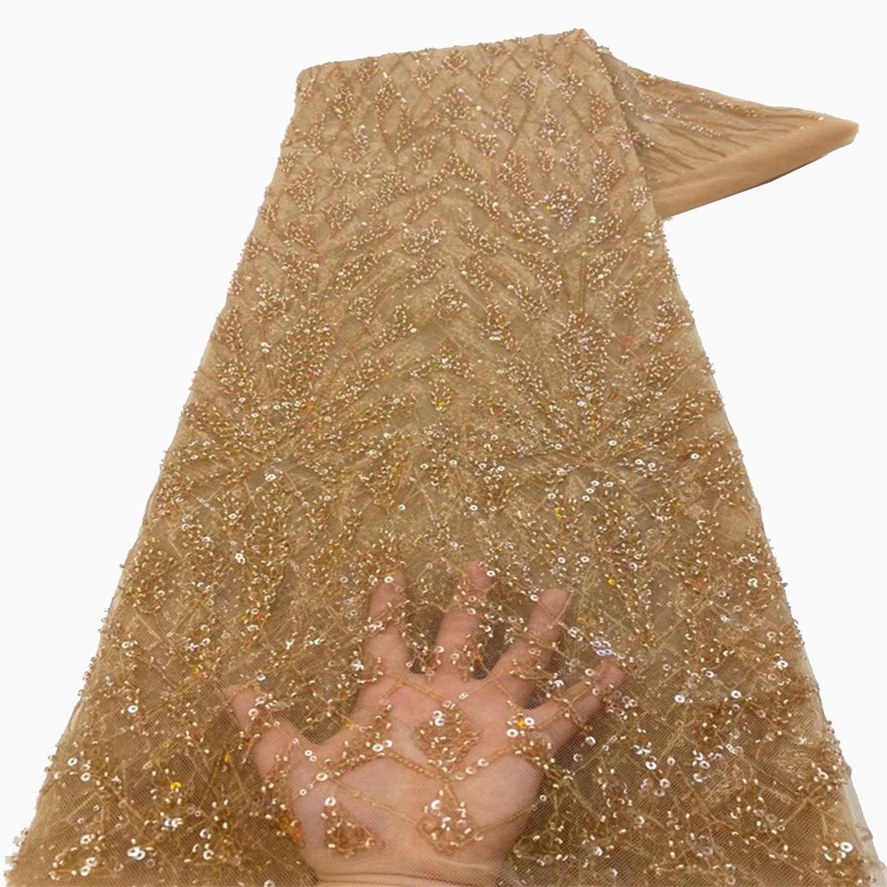 NI.AI New Style Nigerian Sequins Lace Fabrics High Quality Black Color African French Beaded Tulle Net Lace Fabrics