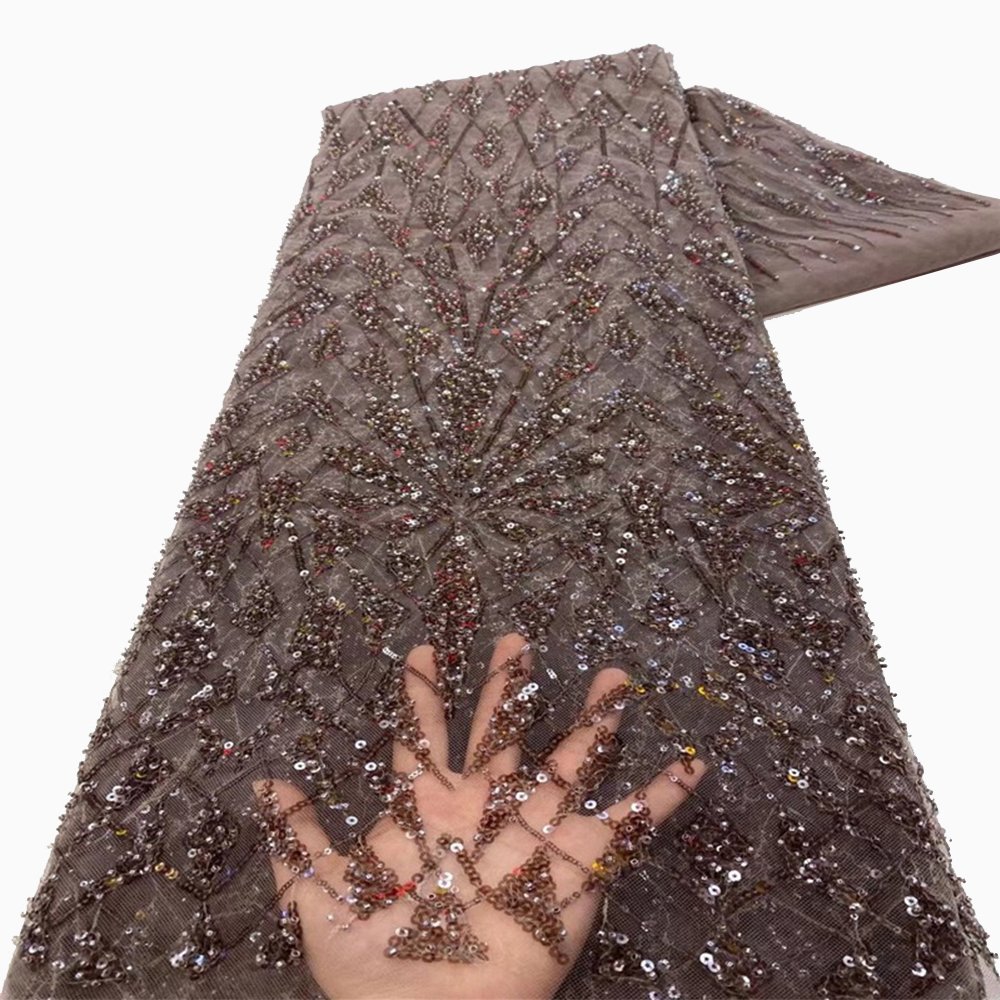 NI.AI New Style Nigerian Sequins Lace Fabrics High Quality Black Color African French Beaded Tulle Net Lace Fabrics