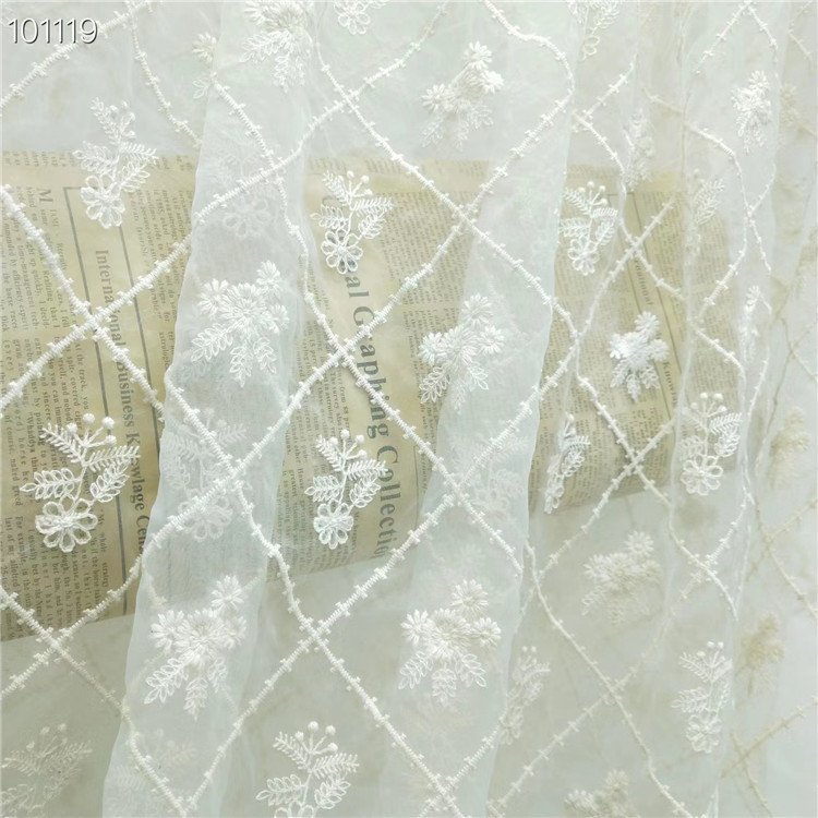 K1072 New Mesh Cotton Lace Fabric DIY Light Apricot Exquisite Clothing Tablecloth Curtain Lace