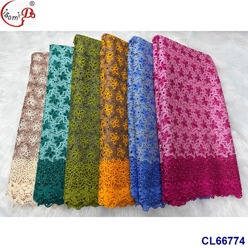 Lisami High Quality African Cord Lace Fabric Embroidery Guipure for Nigerian Dress