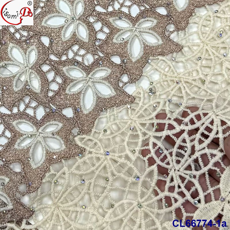 Lisami High Quality African Cord Lace Fabric Embroidery Guipure for Nigerian Dress