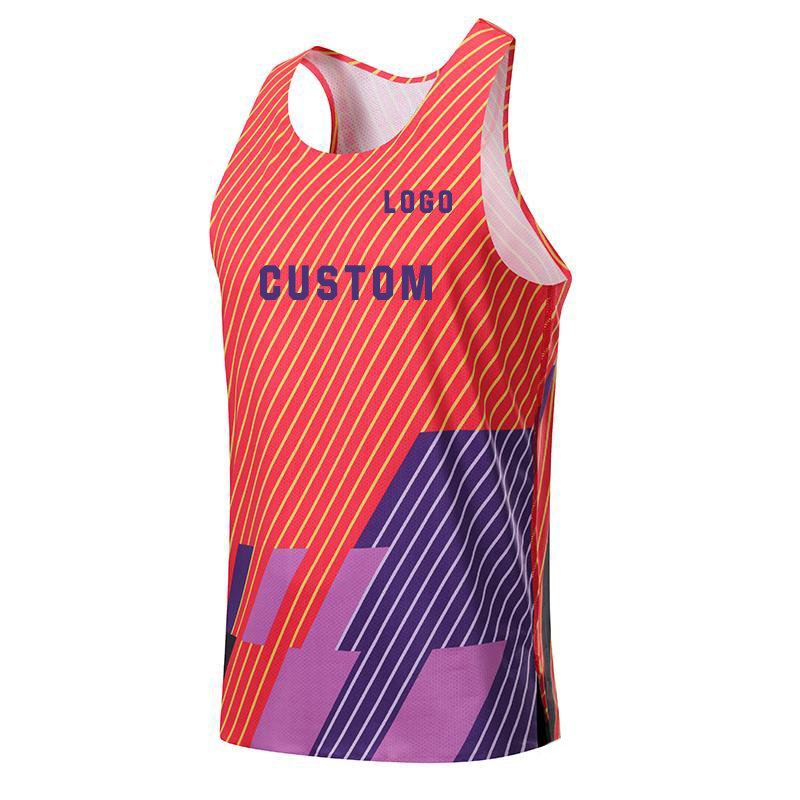New Running Marathon Vest Polyester Sublimation Tank Tops Quick Dry Breathability Back Rib Singlet