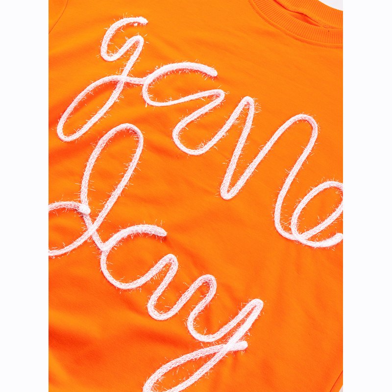 Dear-Lover Custom OEM ODM Wholesale Long Sleeve Game Day Letter Graphic Pullover Texture Ribbed Knitted Women Tops
