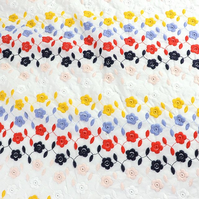 The most popular 100 pure cotton embroidery fabric flower embroidery cotton fabric for women's dress