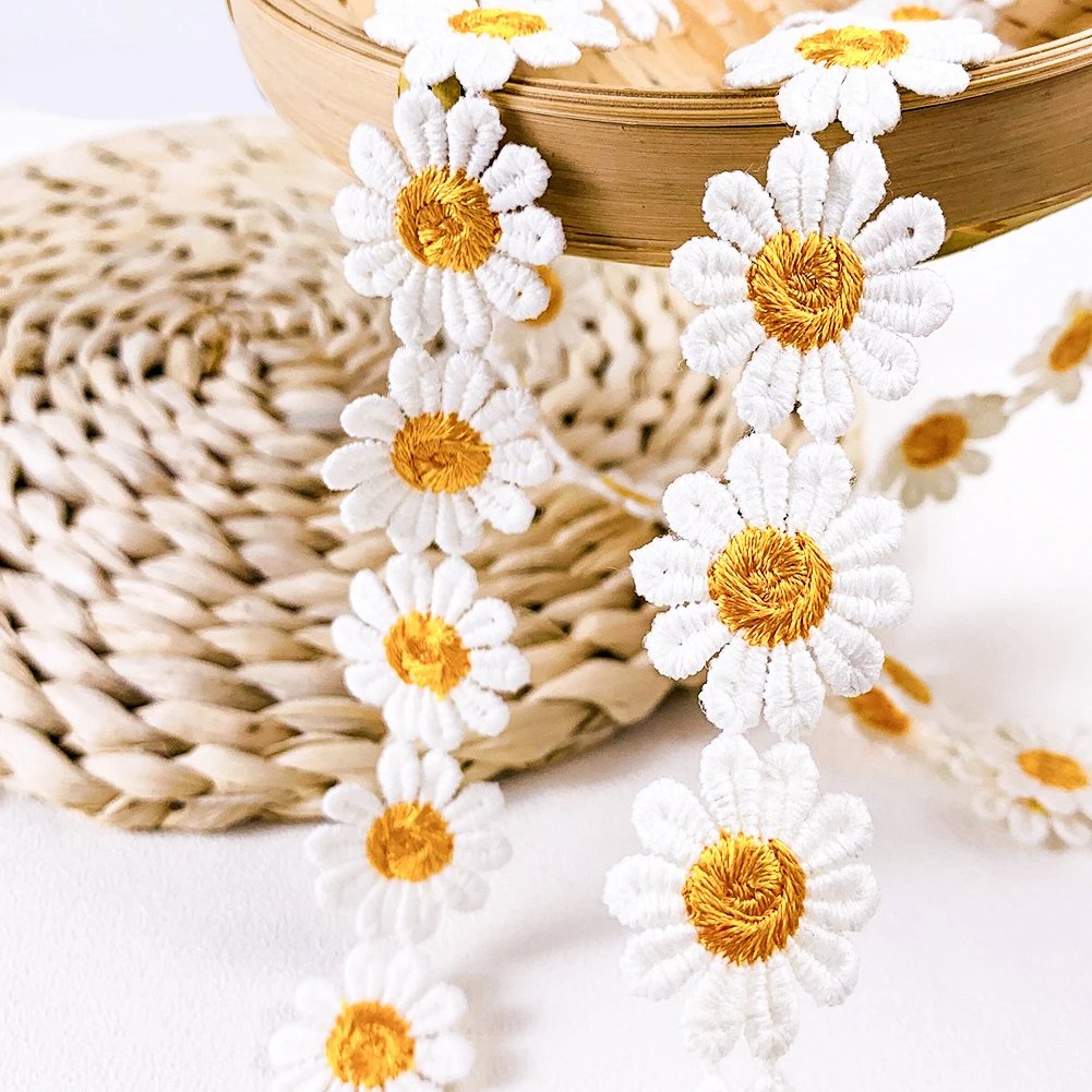 Embroidery Handmade Patchwork Ribbon DIY Apparel Sewing Accessories Daisy Lace Trim High Quality Flower Lace Fabric