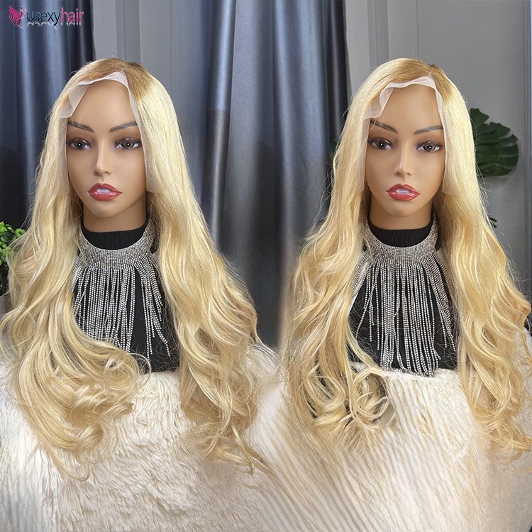 HD 250% 42 Inch 613 Blonde Ombre Body Wave Lace Front Human Hair Wigs 5X5 Glueless Ready to Wear 13X4 Lace Frontal Wig