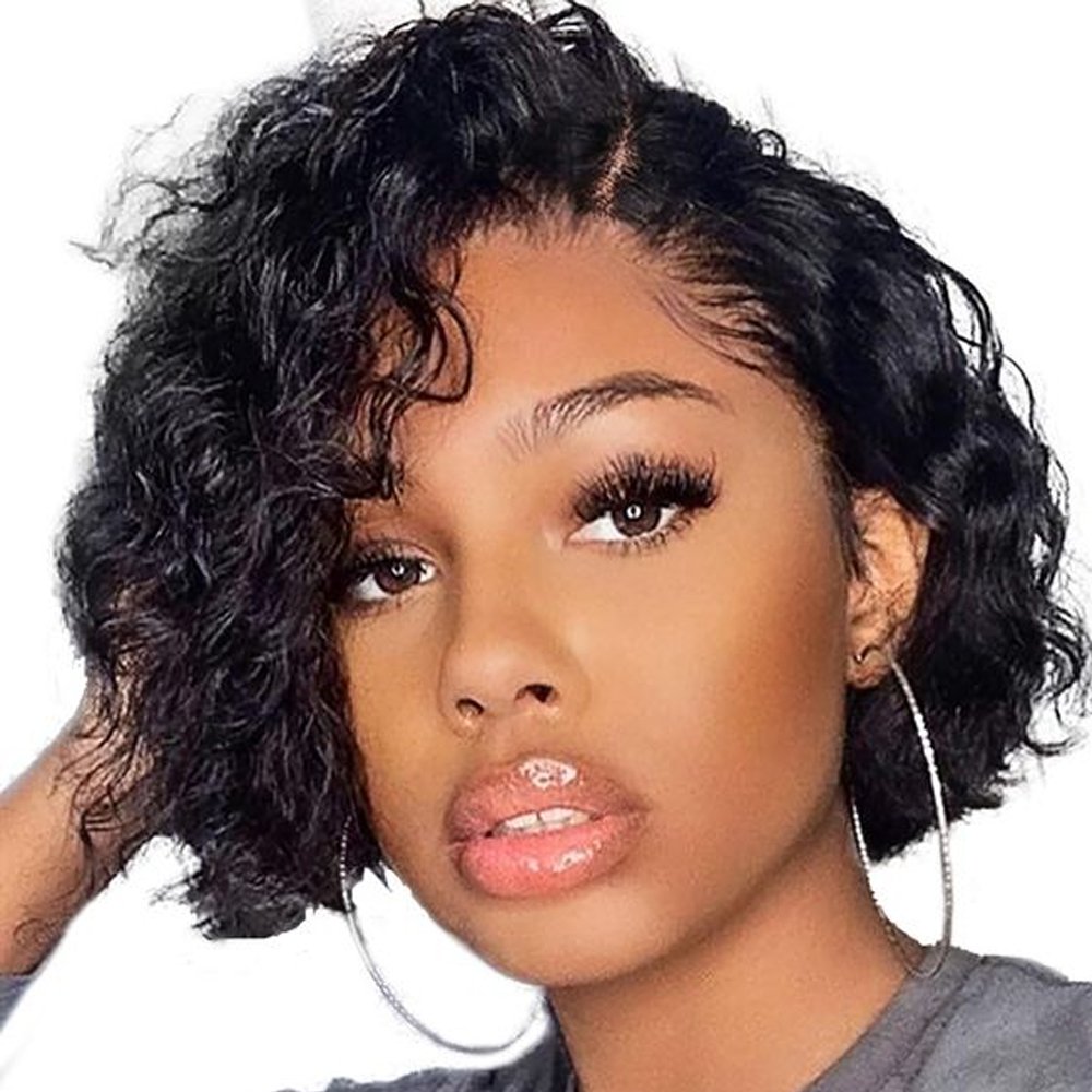 Human Hair Short Pixie Cut Curly 13x4 Lace Front Wigs Pixie Cut Wig For Black Women Straight Short Bob Wig Pre-plucked