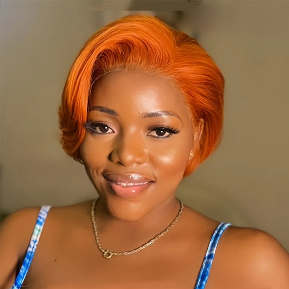 Human Hair Short Pixie Cut Curly 13x4 Lace Front Wigs Pixie Cut Wig For Black Women Straight Short Bob Wig Pre-plucked