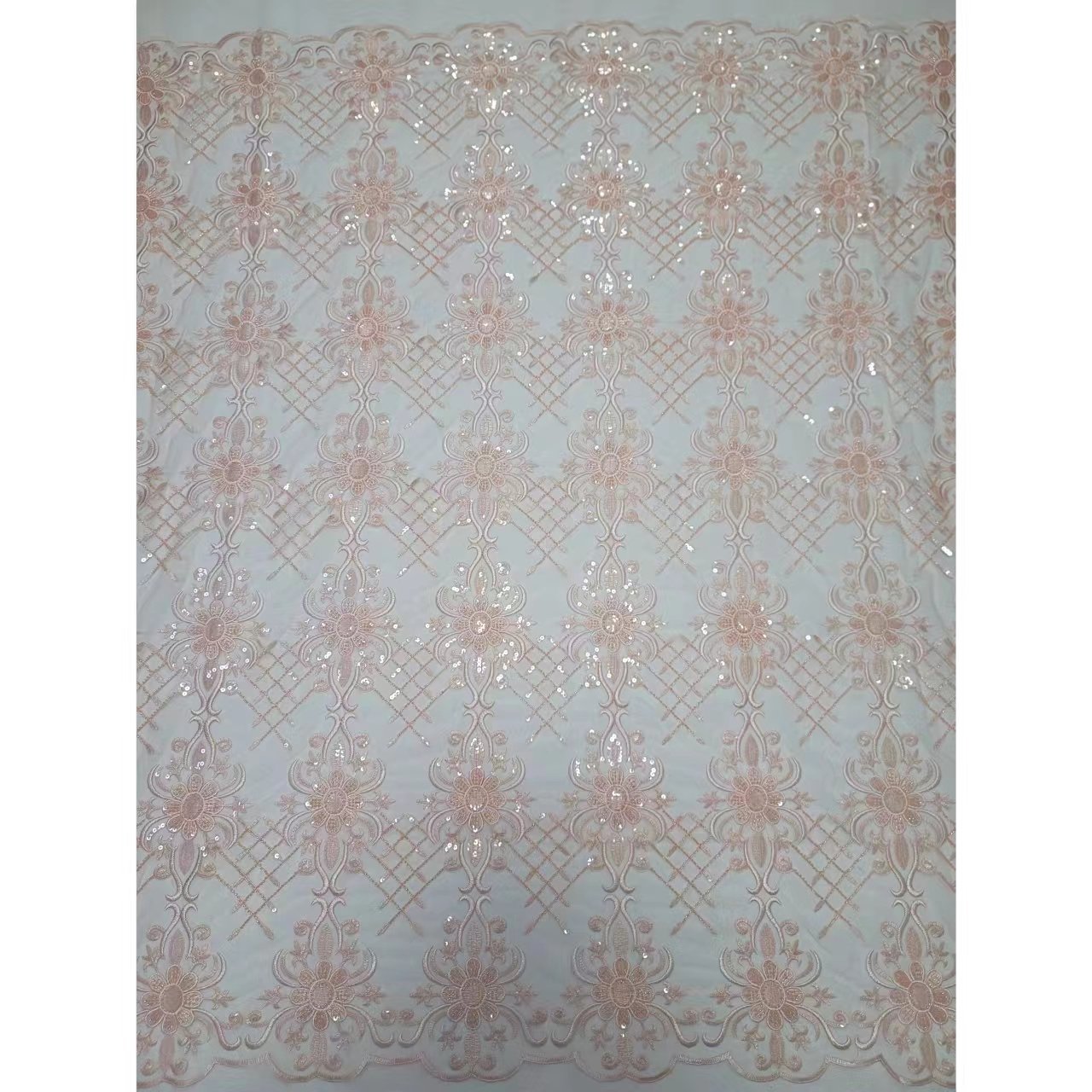 China Wholesale Beaded Lace Fabric Luxury New Sequin Fabric Floral Embroidered Fabric with Beads and Sequins