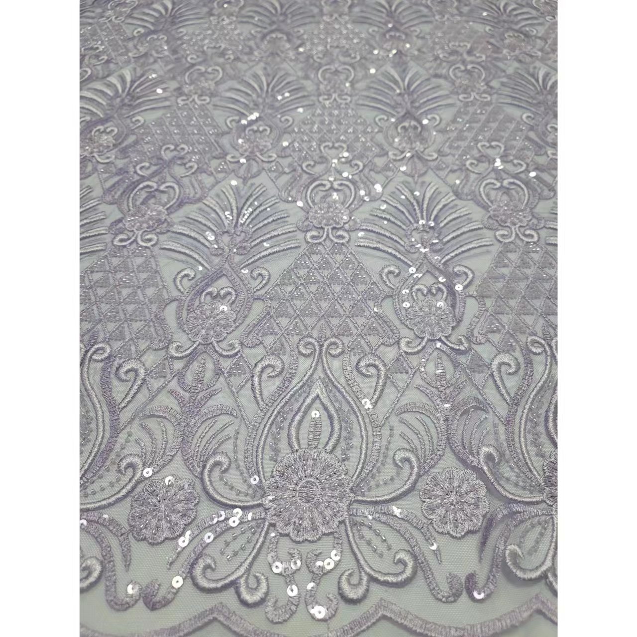 China Wholesale Beaded Lace Fabric Luxury New Sequin Fabric Floral Embroidered Fabric with Beads and Sequins