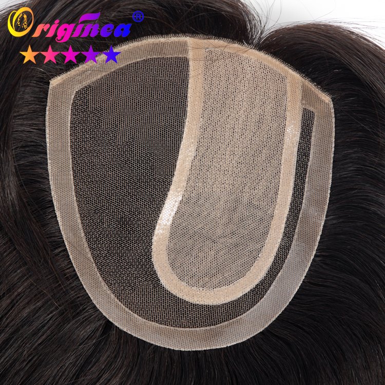 BLT 60 Net With Inject Left Part New real lace topper hair system wig toupee short human hair piece topper for women