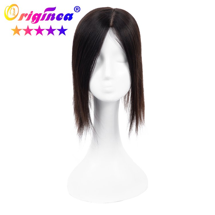 BLT 60 Net With Inject Left Part New real lace topper hair system wig toupee short human hair piece topper for women