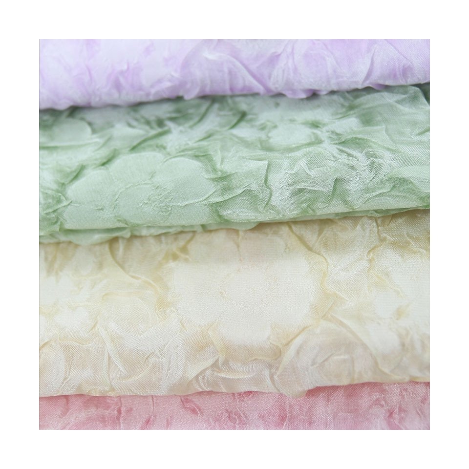 wholesale meter price shifon fabric pure pleated chiffon decorative embroidery flowers for wedding dress