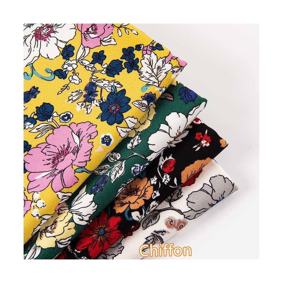wholesale meter price shifon fabric pure pleated chiffon decorative embroidery flowers for wedding dress