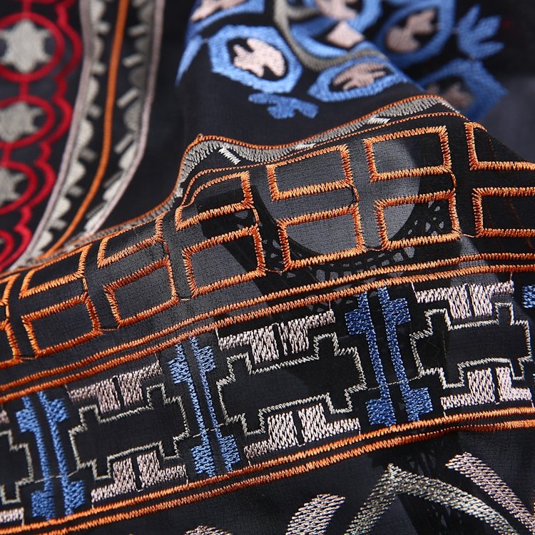 HA-13099G Embroidery Yarn 100%P TUV Latest Polyester Woven Chiffon Geometric Embroidered Georgette Embroidery on Chiffon Fabric