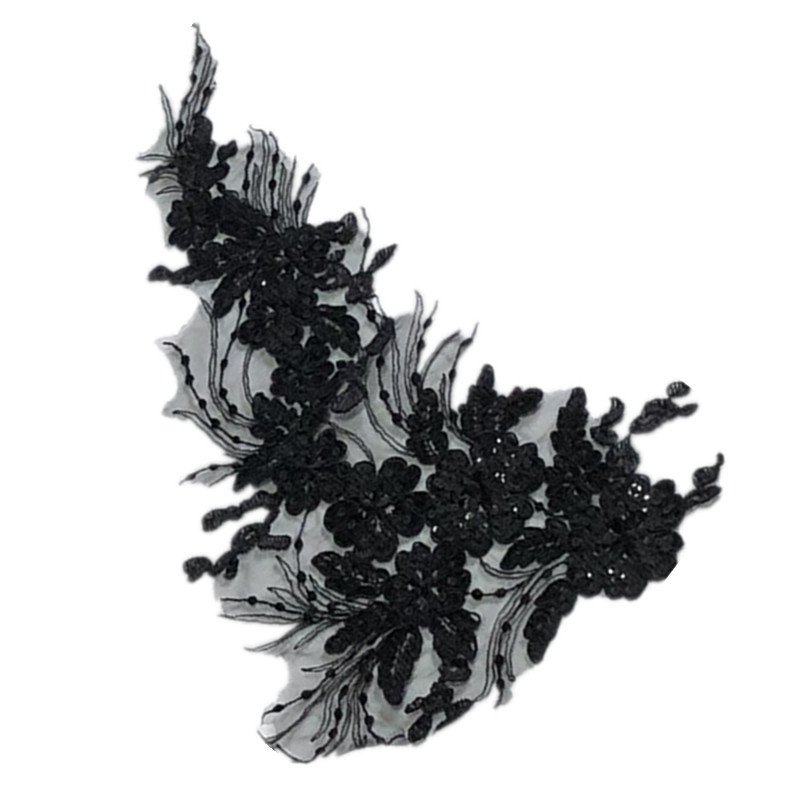 Mesh sequins flower embroidery lace applique for wedding dress 3D flower lace with sequin