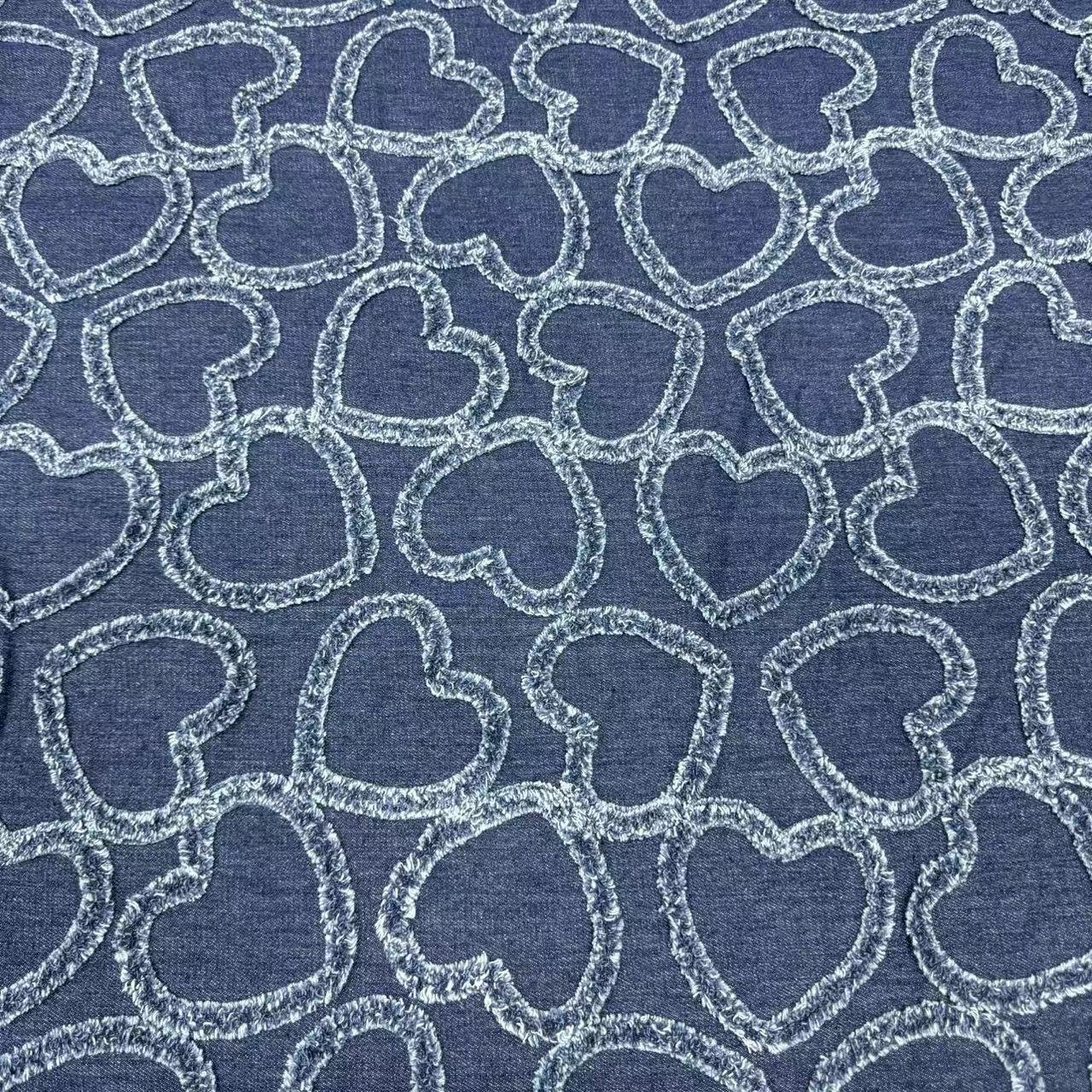 ZSY New denim heart lace embroidery fabric lace fabric embroidery denim fabric lace for women jacket clothing