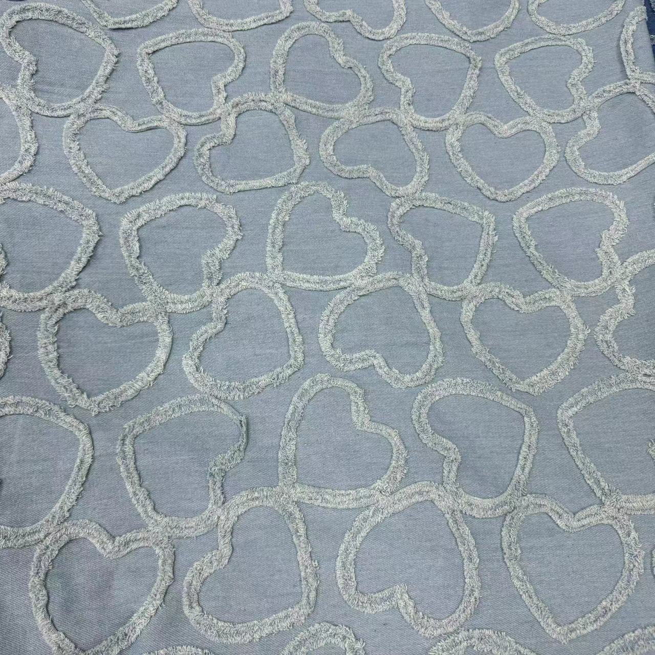 ZSY New denim heart lace embroidery fabric lace fabric embroidery denim fabric lace for women jacket clothing