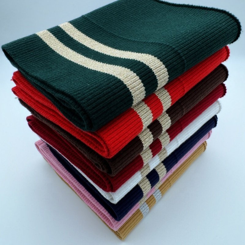 Cotton Rib Cuff Stripe Flat Knit Polo Shirt Collar and Cuff, Trim Garment or Accessorize