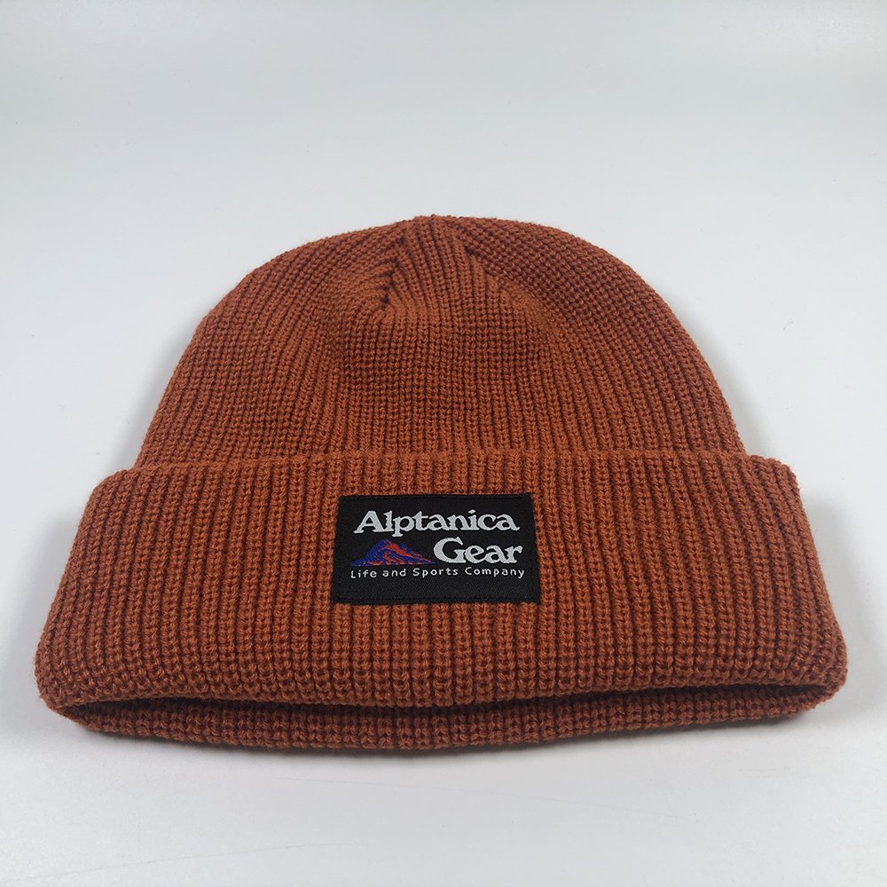 OEM adults fancy knitted ribbed thick blank beanies hats Camel Skull outdoor private label beanie Custom stitched logo beanie