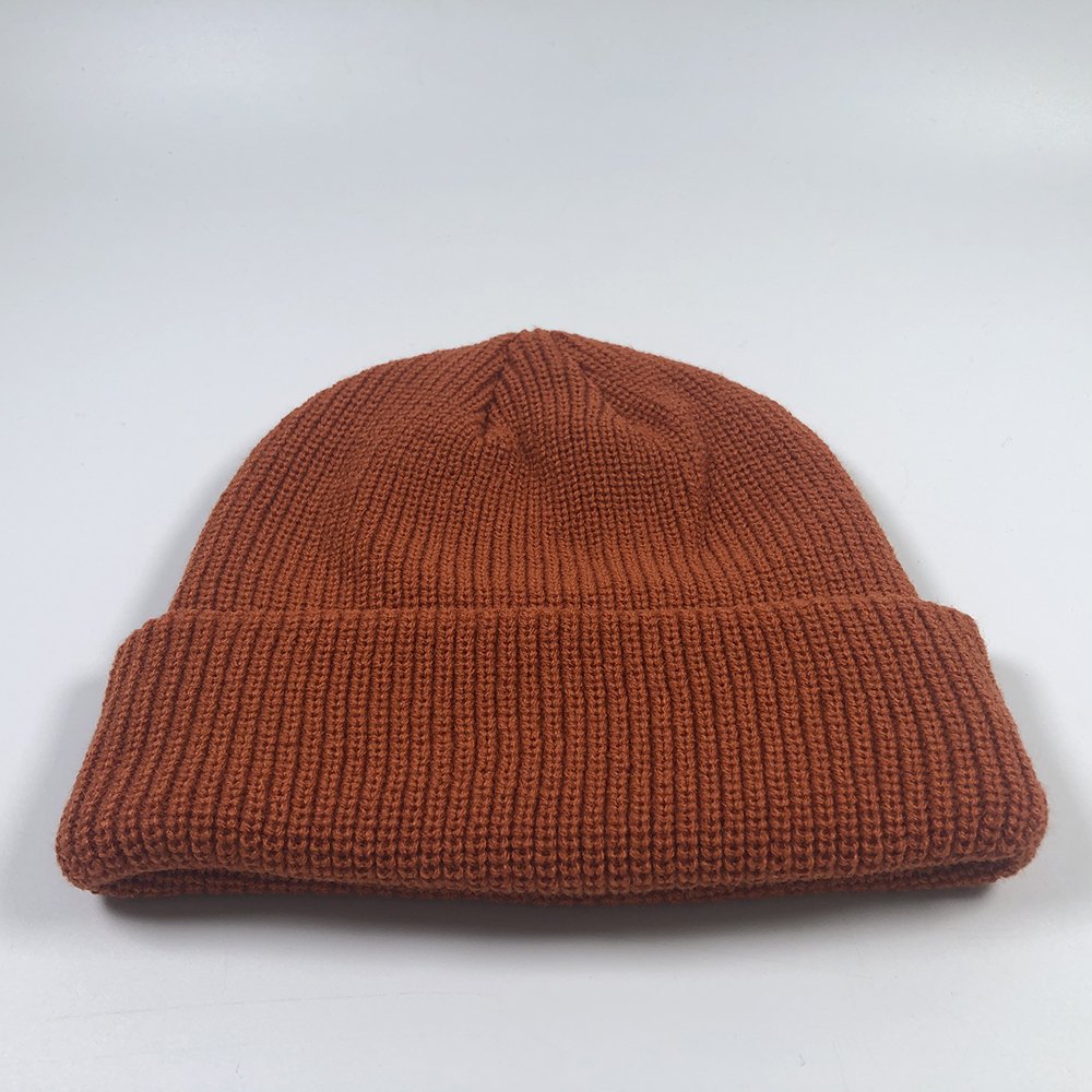 OEM adults fancy knitted ribbed thick blank beanies hats Camel Skull outdoor private label beanie Custom stitched logo beanie