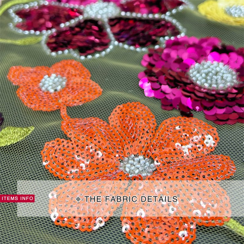2022 nigeria high quality lace fabric 3d flower sequin lace fabric for wedding dress