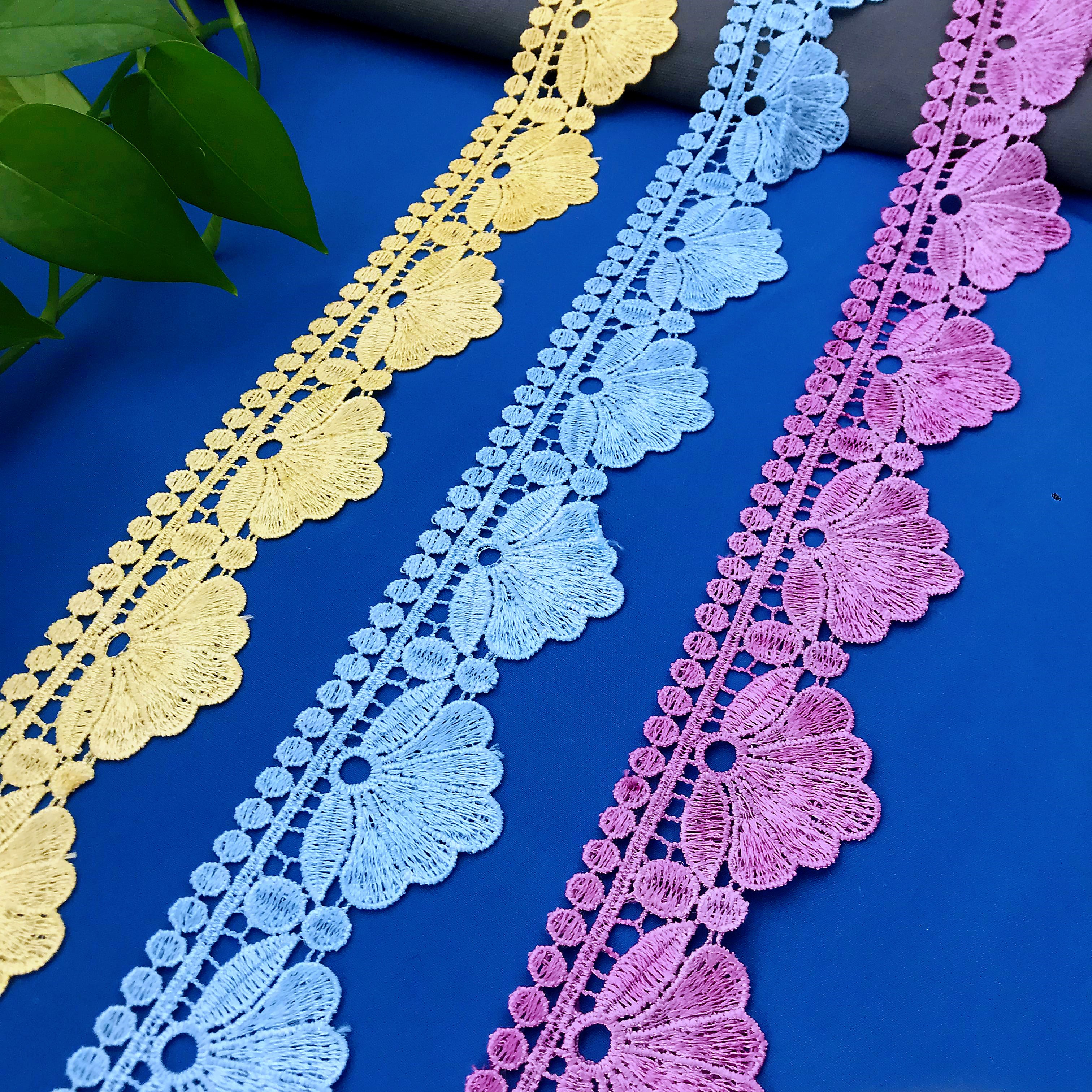 High Quality Home Textile Accessories Polyester Milk Silk Embroidery Chemical Lace Trim For Curtain Decoration