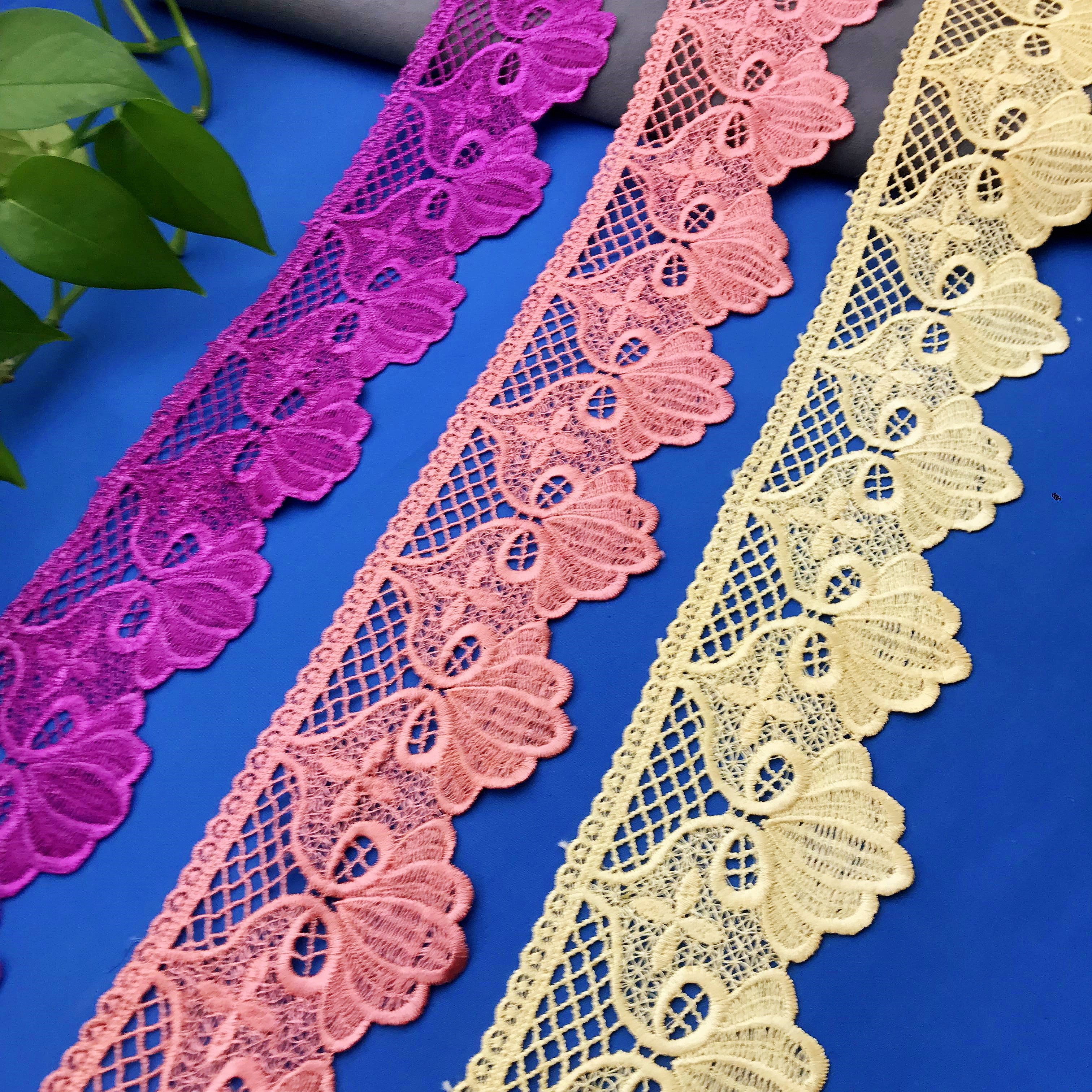 High Quality Home Textile Accessories Polyester Milk Silk Embroidery Chemical Lace Trim For Curtain Decoration